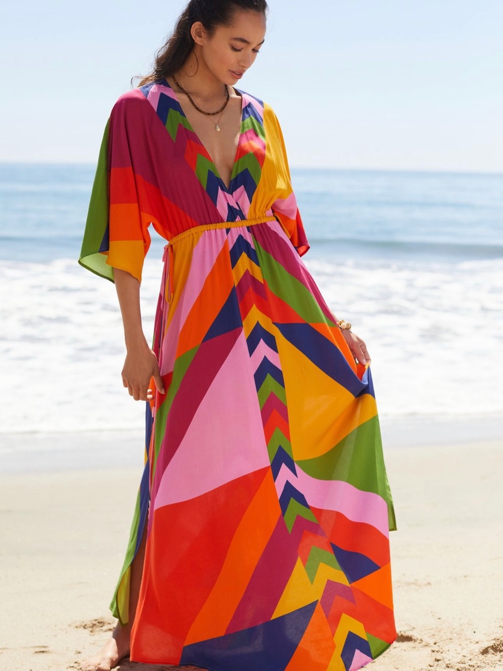 Vibrant Multi-Color Geometric Maxi Dress